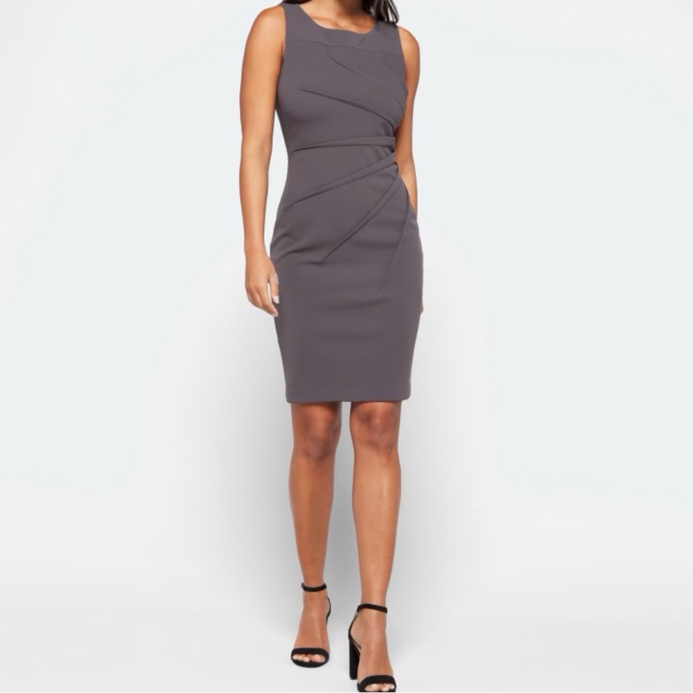NWT Calvin Klein Melodie Sheath Dress Dark Gray Size 2